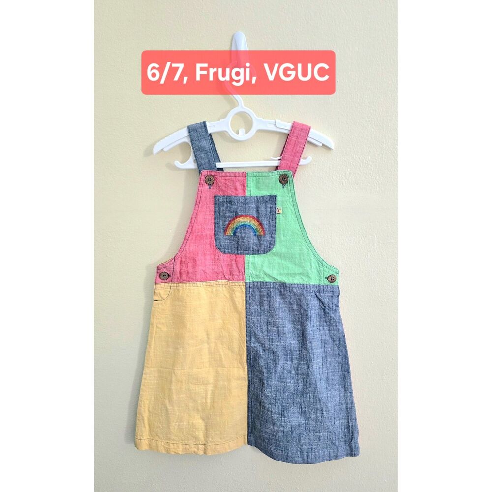 VGUC Frugi Color-Block Pinafore Dress, Sz 6/7